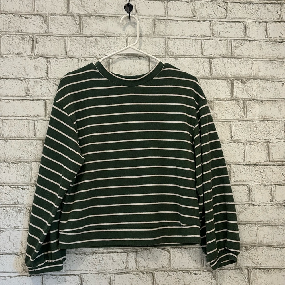Monteau green and white stripped sweater